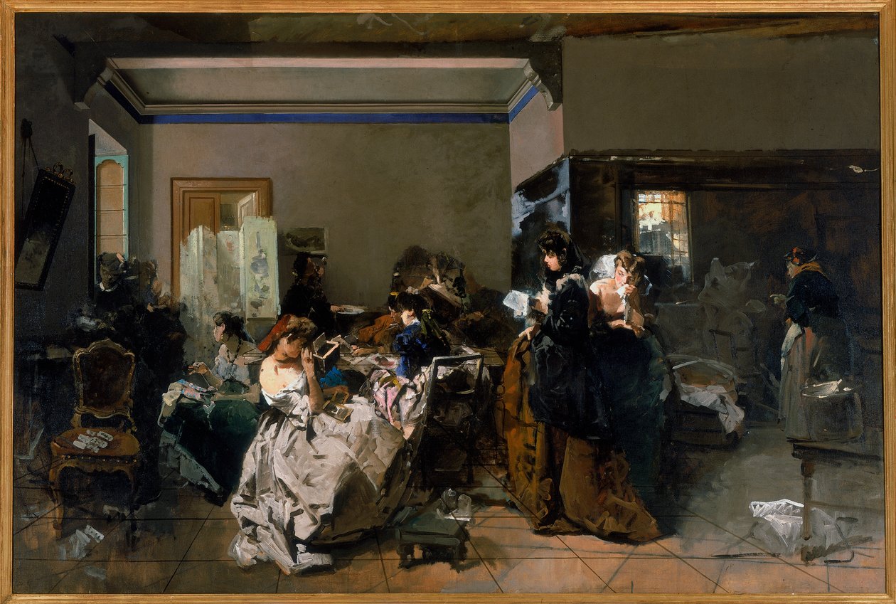Atelier où travaillent de jeunes couturières, 1858-60 - Domenico Induno