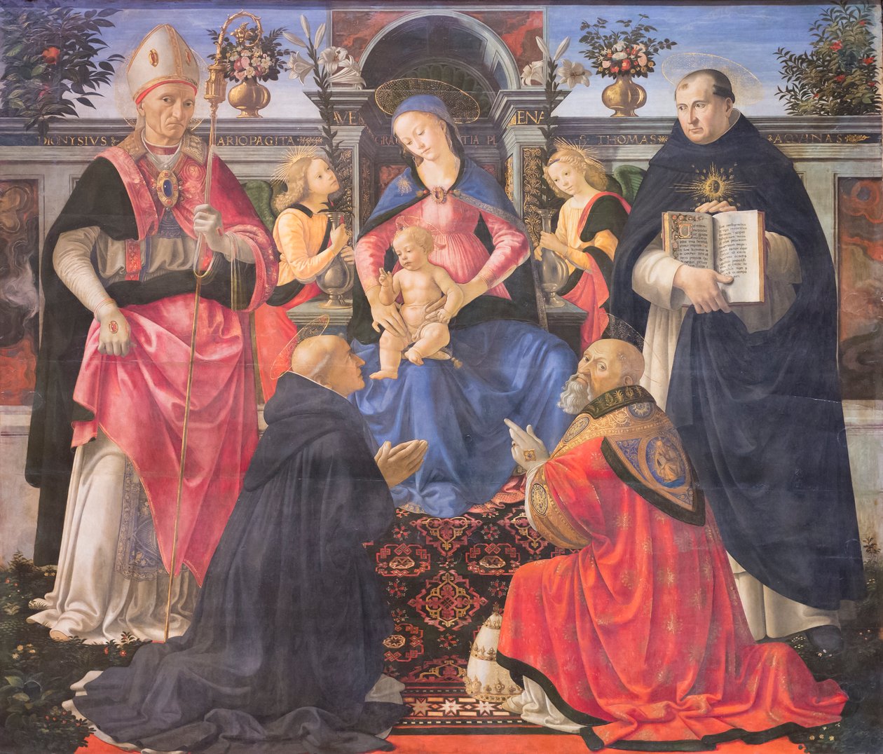 Madone en trône avec deux anges, saints et pape Saint Clément - Domenico (1449 94) Ghirlandaio