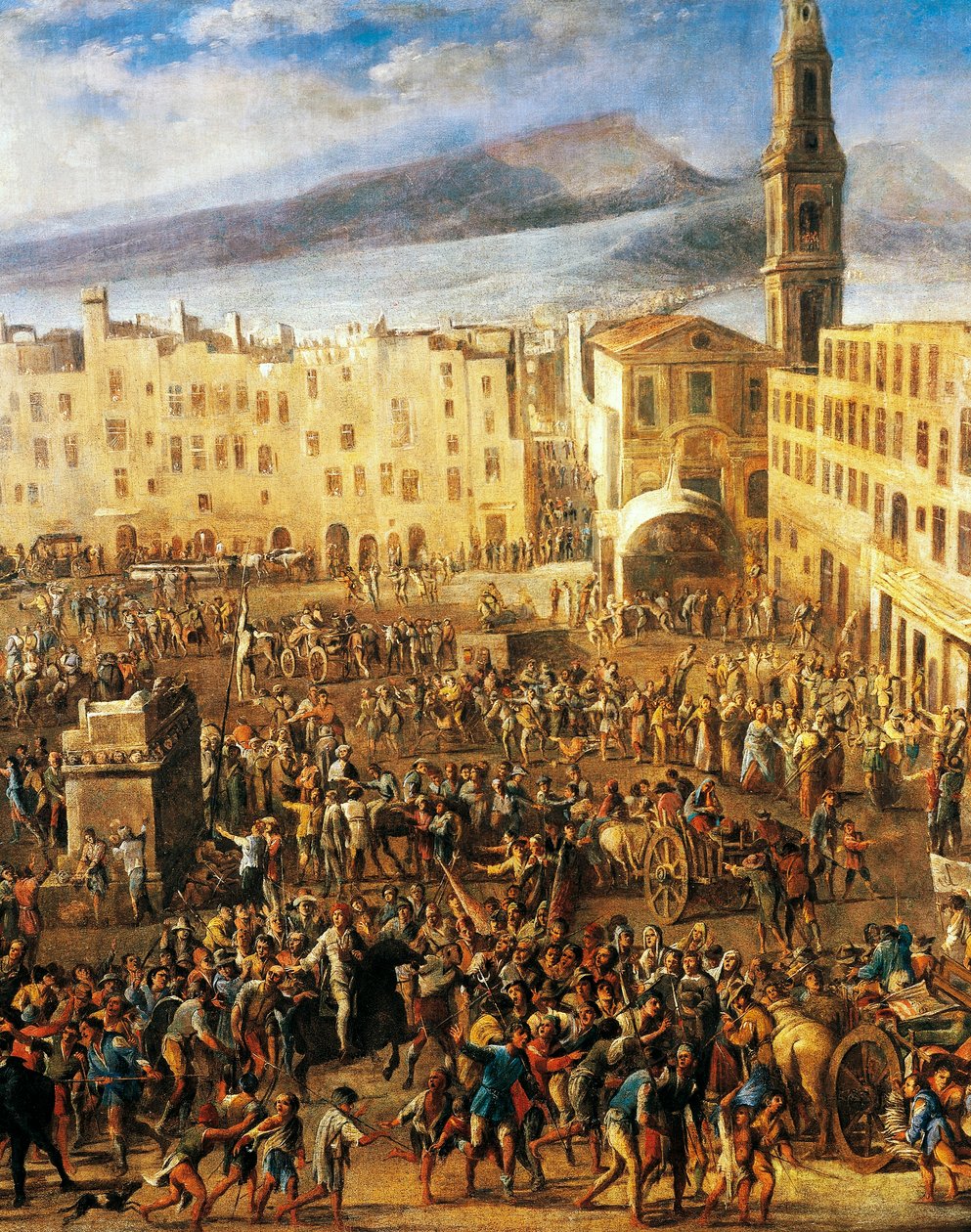 Piazza del Mercato à Naples, détail de la Révolte de Masaniello - Domenico (1612 75) Gargiulo