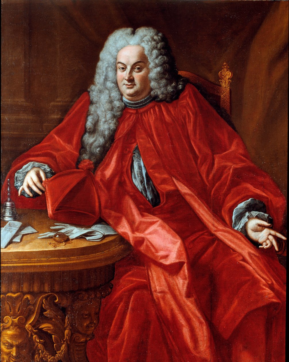 Portrait de Domenico Canevari (1683-1745) doge de la République de Gênes entre 1742 et 1744 Peinture attribuée à Domenico Bocciardo (1686-1746) 18ème siècle Dim. 160x130 cm Sestri Levante, Galleria Rizzi - Domenico (attr.to) Bocciardo