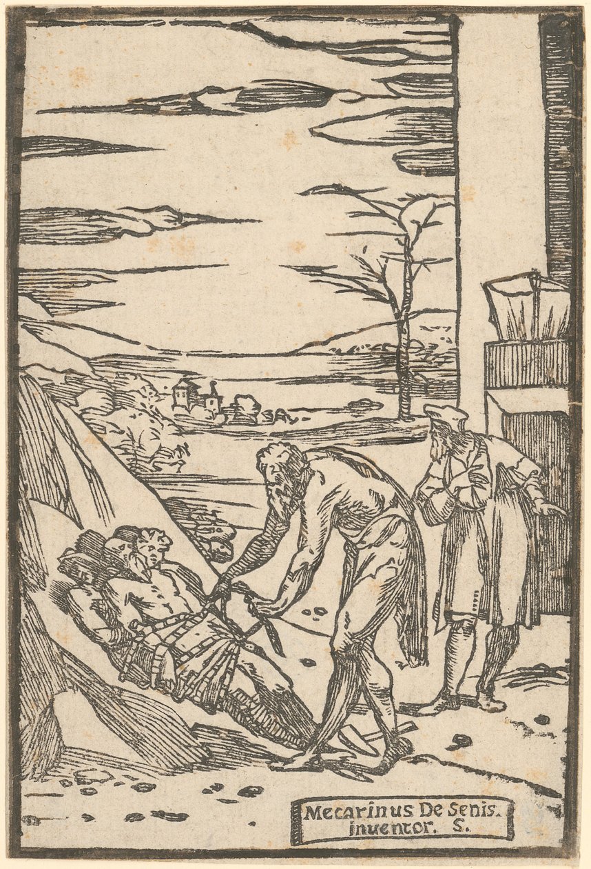 Vulcain enchaîne les métaux capturés, feuille 4 de la série « De la Pirotechnia » - Domenico Beccafumi