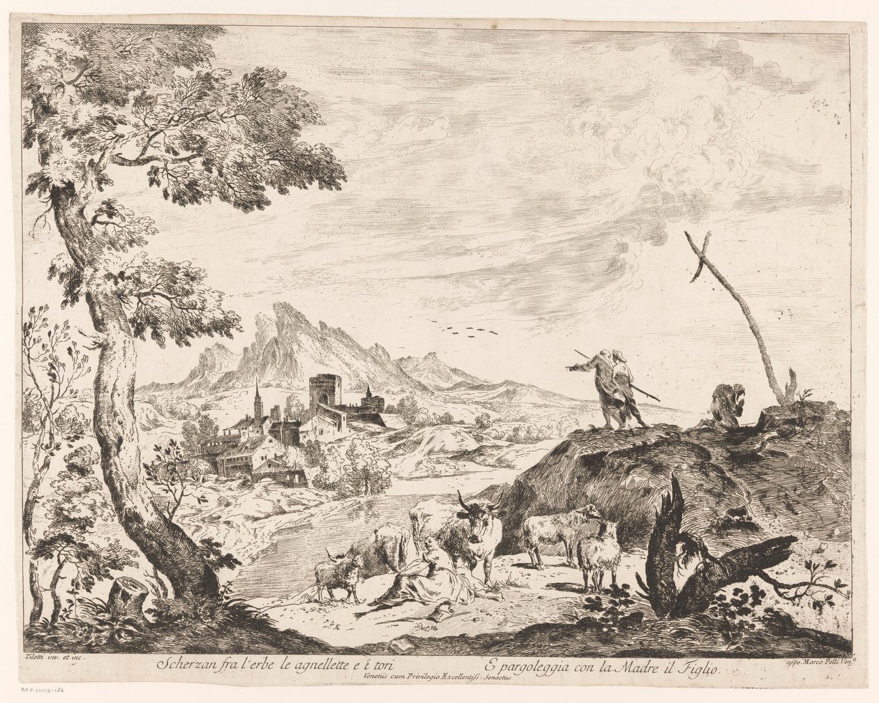 Paysage avec bergers et bétail - Domenico Bernardo Zilotti