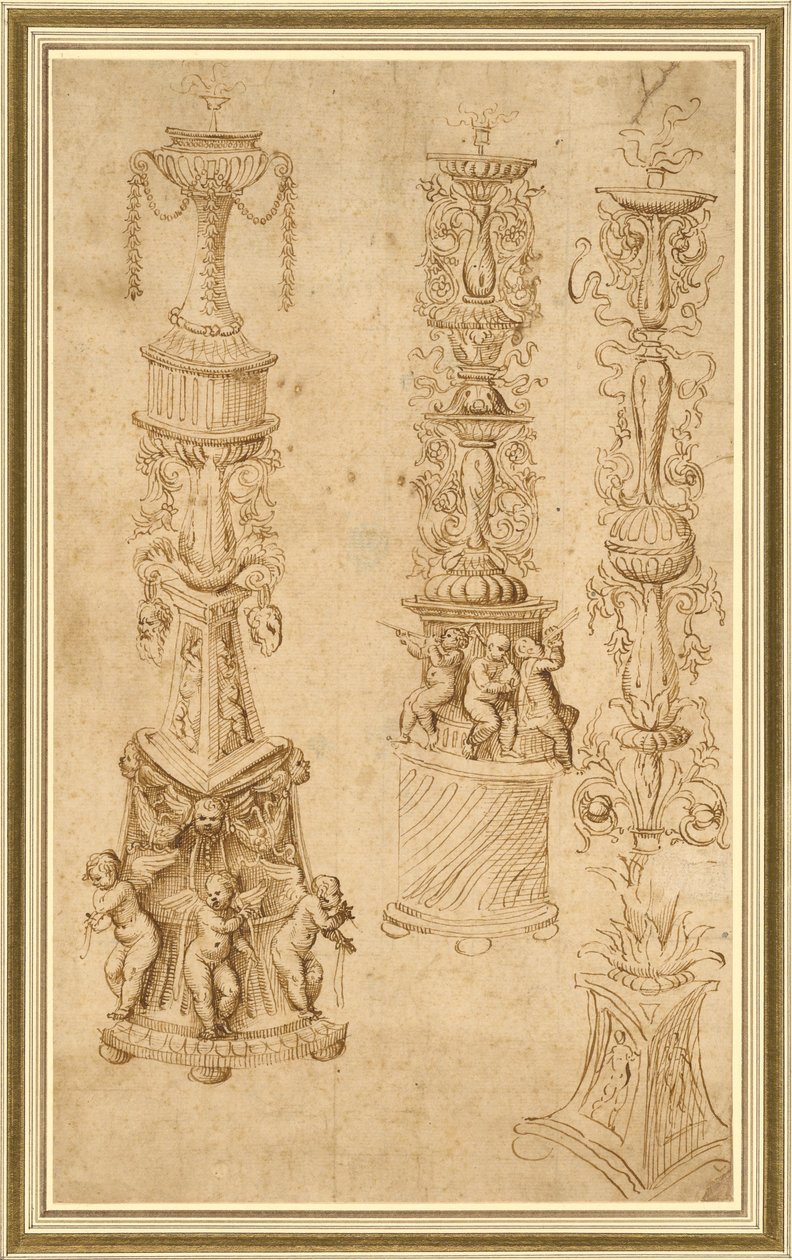 Études de trois chandeliers - Domenico Campagnola