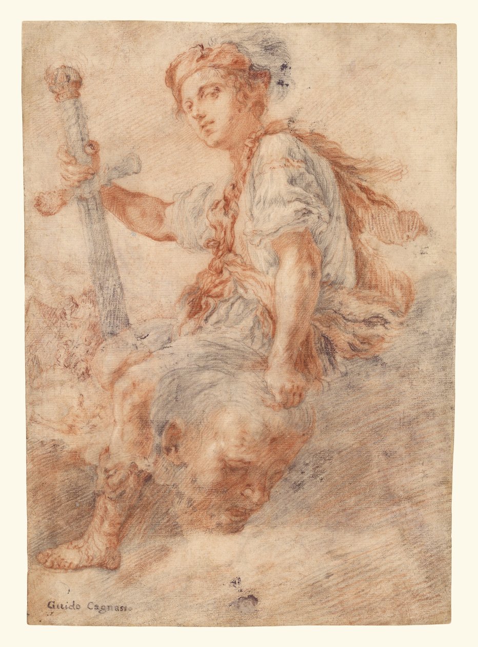 David avec la tête de Goliath (recto) ; Deux études, dont une de femme (verso) - Domenico Fetti