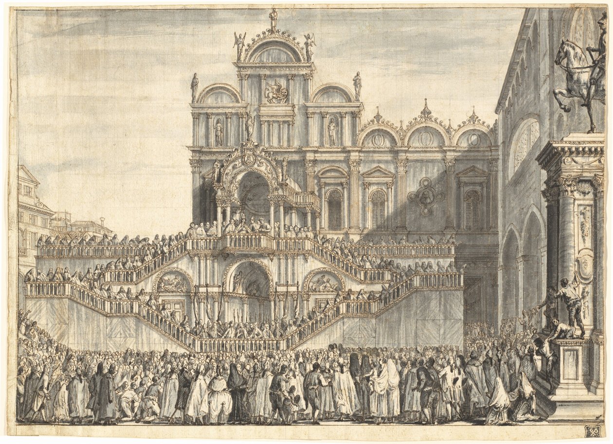 Campo San Zanipolo décoré pour la visite de Pie VI - Domenico Fossati