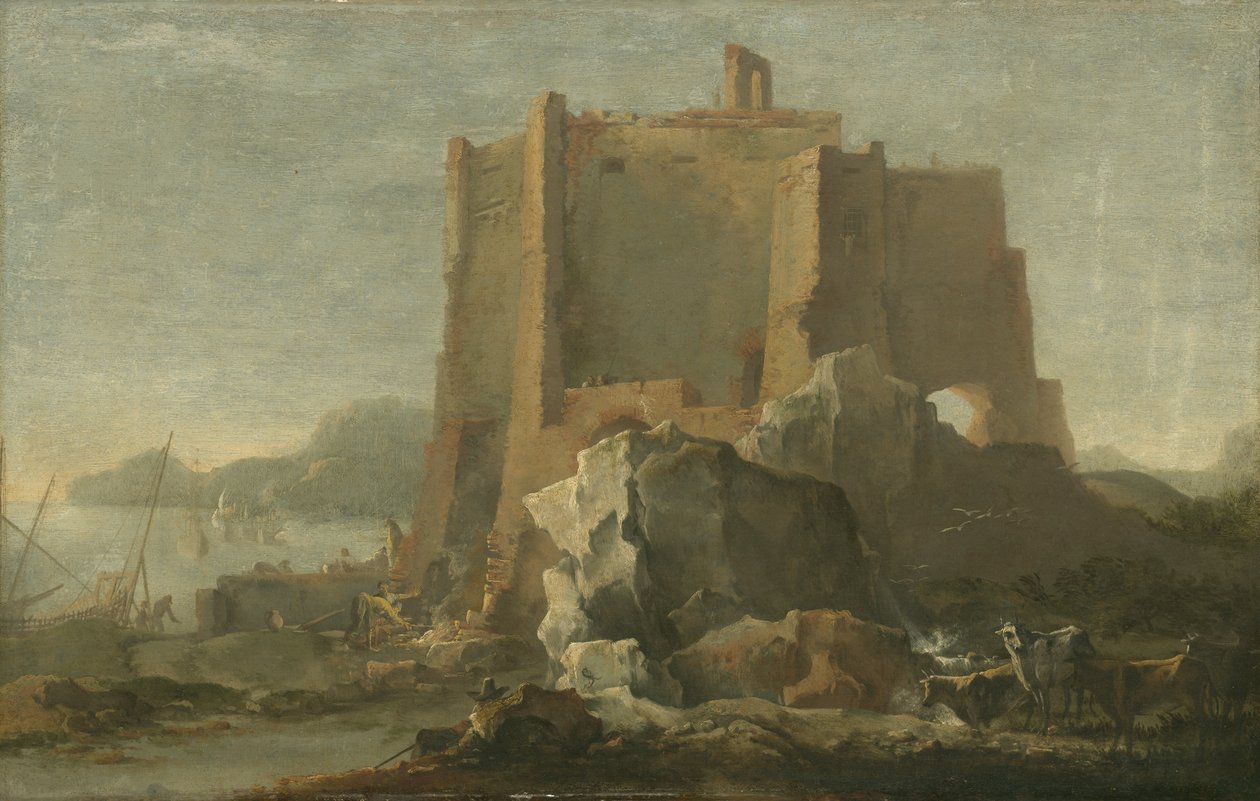 Paysage avec rocher et forteresse, c.1640-50 - Domenico Gargiulo