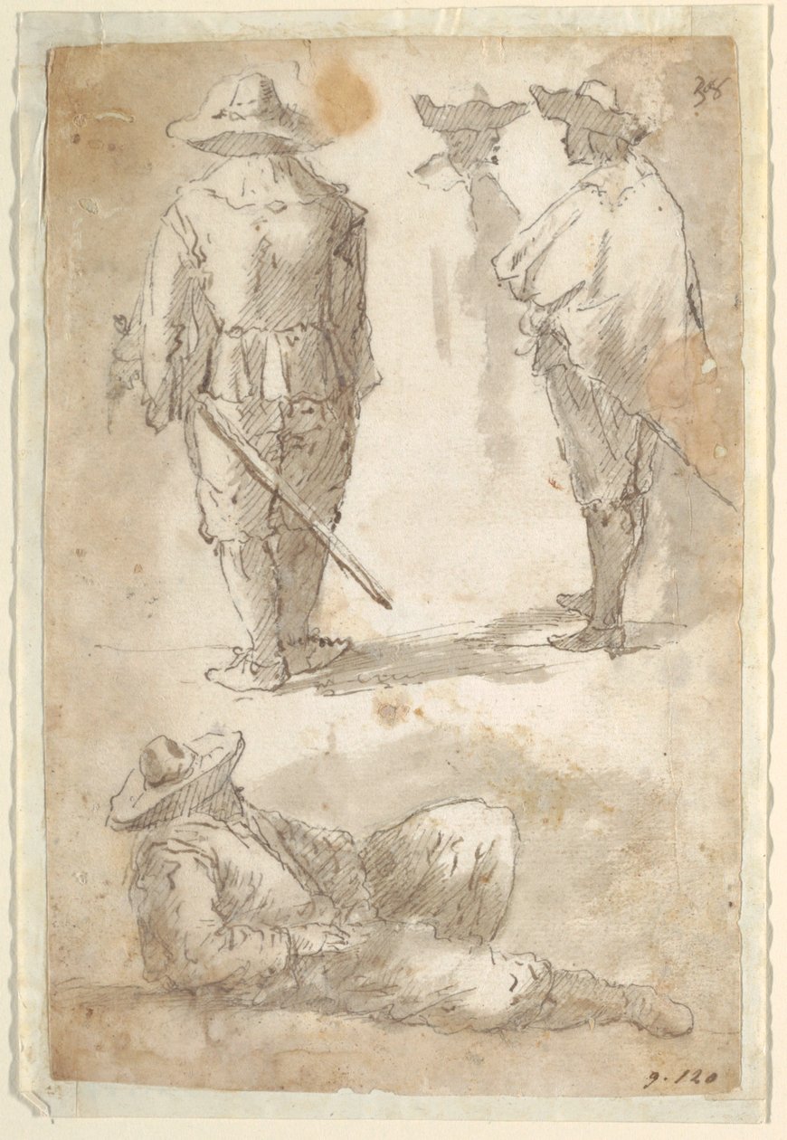 Études figuratives de soldats - Domenico Gargiulo, called Micco Spadaro