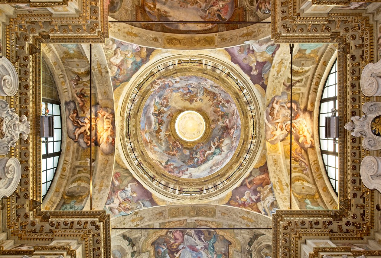 Le dôme avec la représentation du Couronnement de la Vierge, (détail), fin du XVIIe siècle - Domenico I Piola