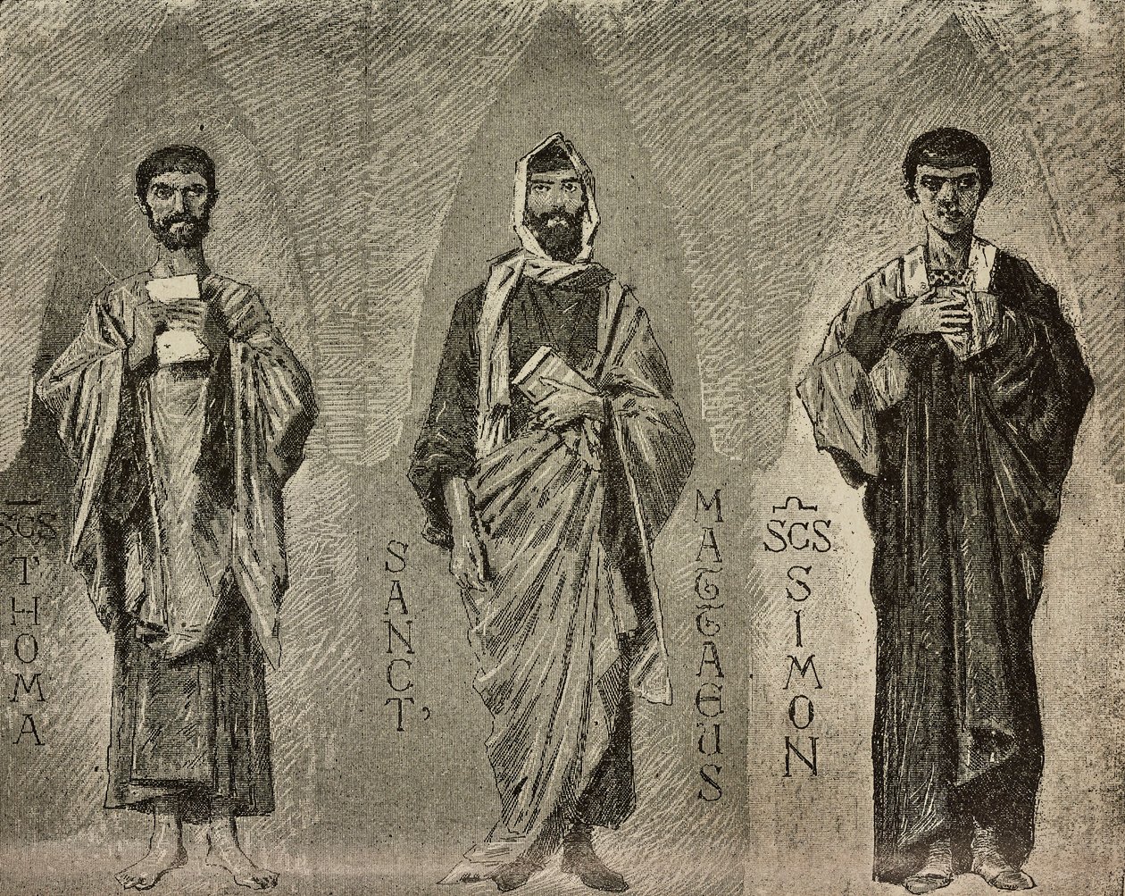 Saints Thomas, Matthieu et Simon, cartons de Domenico Morelli pour la mosaïque de la cathédrale d