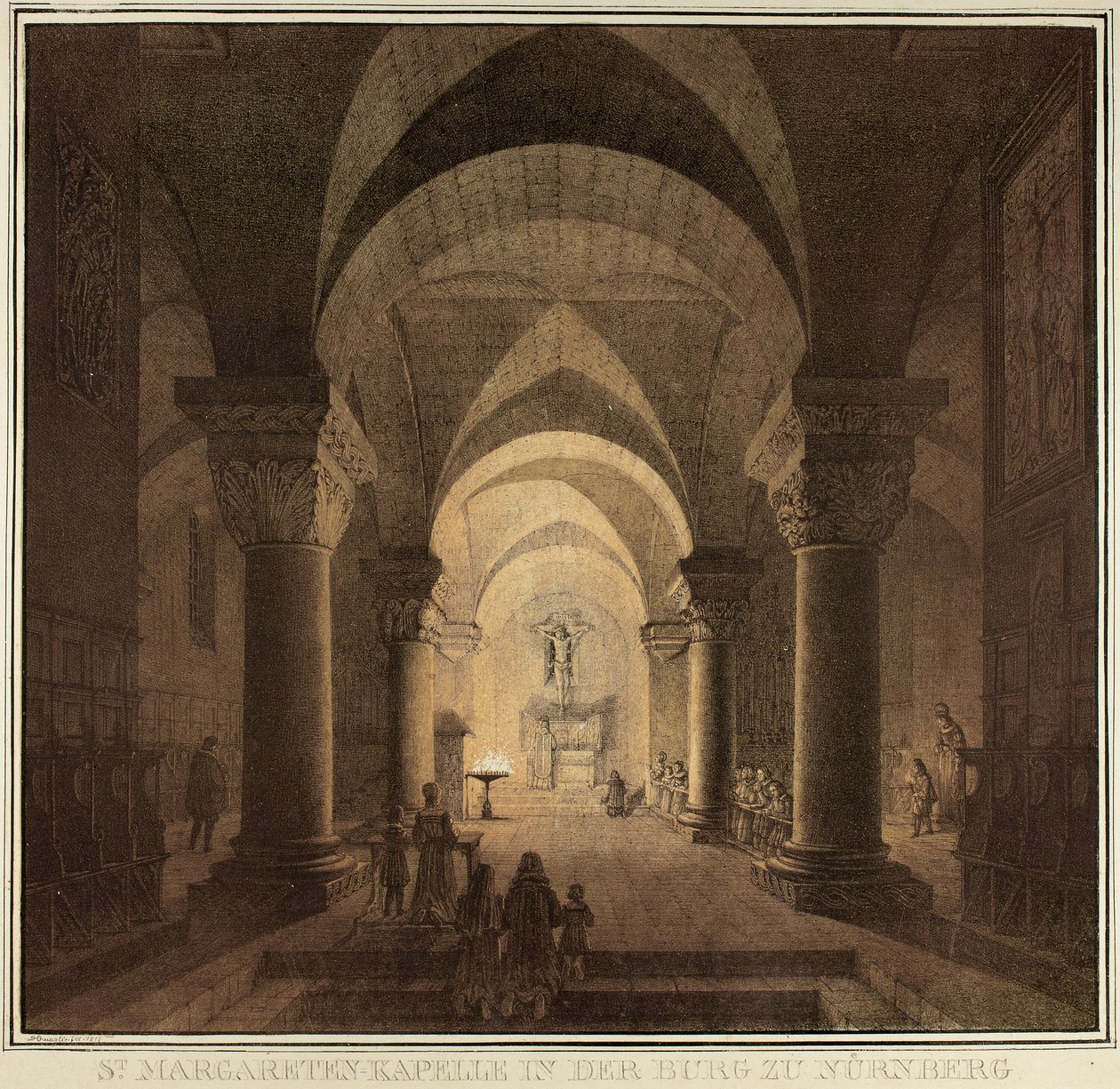 Chapelle de Sainte Marguerite dans la ville de Nuremberg, de la Collection de bâtiments médiévaux mémorables en Allemagne - Domenico Quaglio