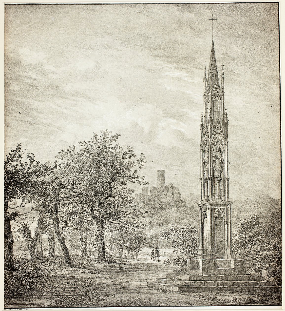 Ruine de Godesberg avec la soi-disant Haute Croix du Rhin - Domenico Quaglio