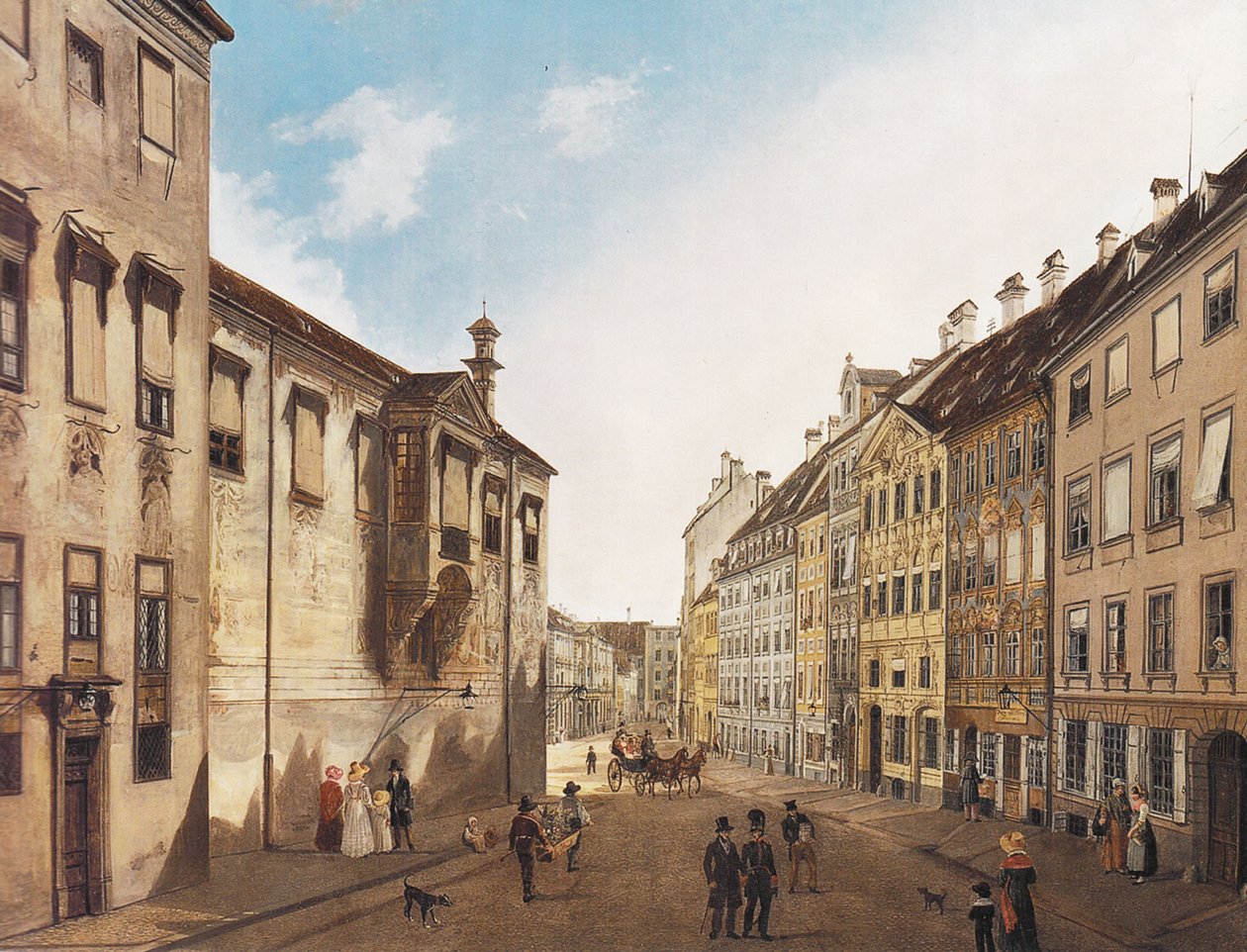 Die Residenzstraße vers la Max-Joseph-Platz en 1826 - Domenico Quaglio the Younger