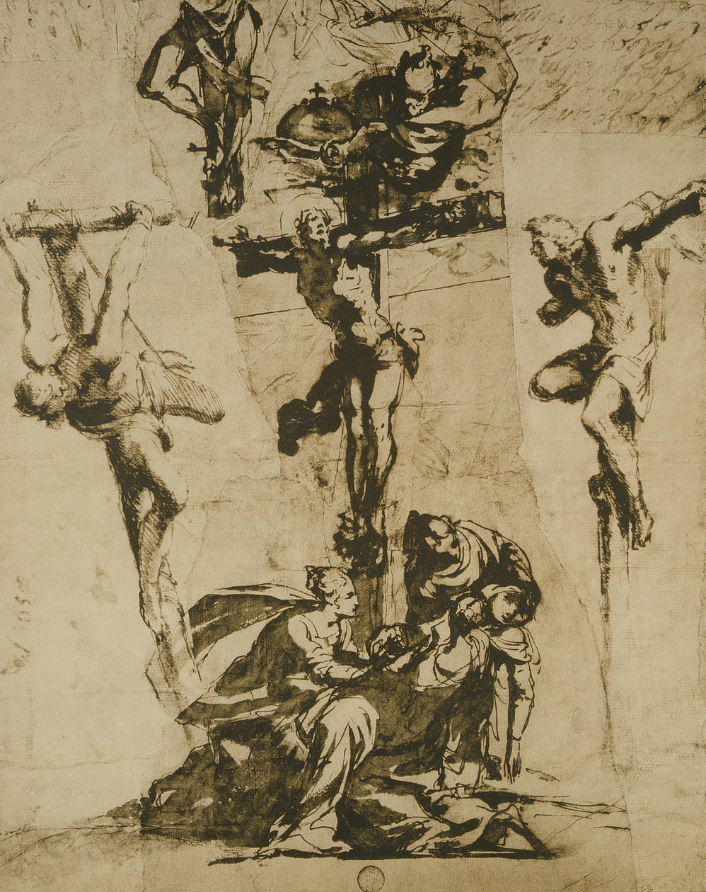 Étude de la Crucifixion et de la Vierge évanouie - Domenico Robusti Tintoretto