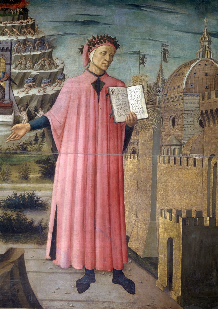 Portrait de Dante Alighieri, Florence et allégorie de la Divine Comédie - Domenico di Michelino