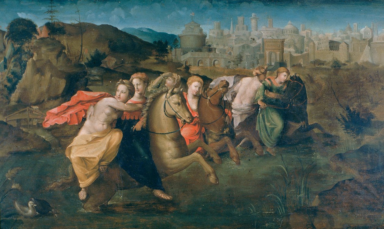 Fuite de Clélie et des vierges romaines du camp de Porsenna - Domenico di Pace Beccafumi  