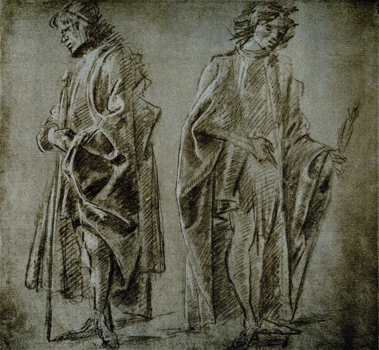 Études de draperie pour deux figures masculines - Domenico school of Ghirlandaio