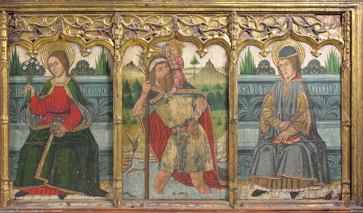 Predella avec Sainte Brigitte, Saint Christophe et Saint Kilian du Retable, 15ème siècle - Domingo Ram