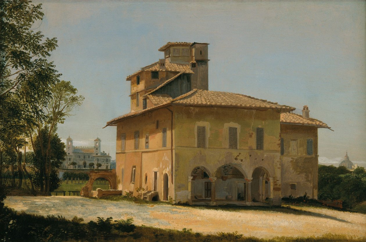 La Villa de Raphaël à Rome, vers 1837-40 (huile sur papier sur toile) - Dominique Louis Papety