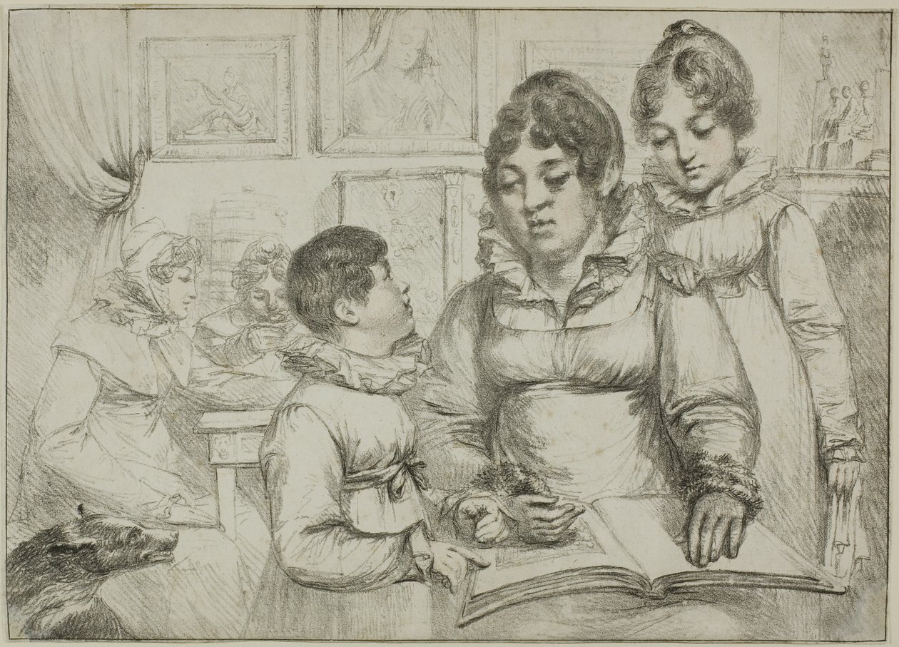 Groupe Familial (Femme lisant à deux enfants) - Dominique Vivant Denon