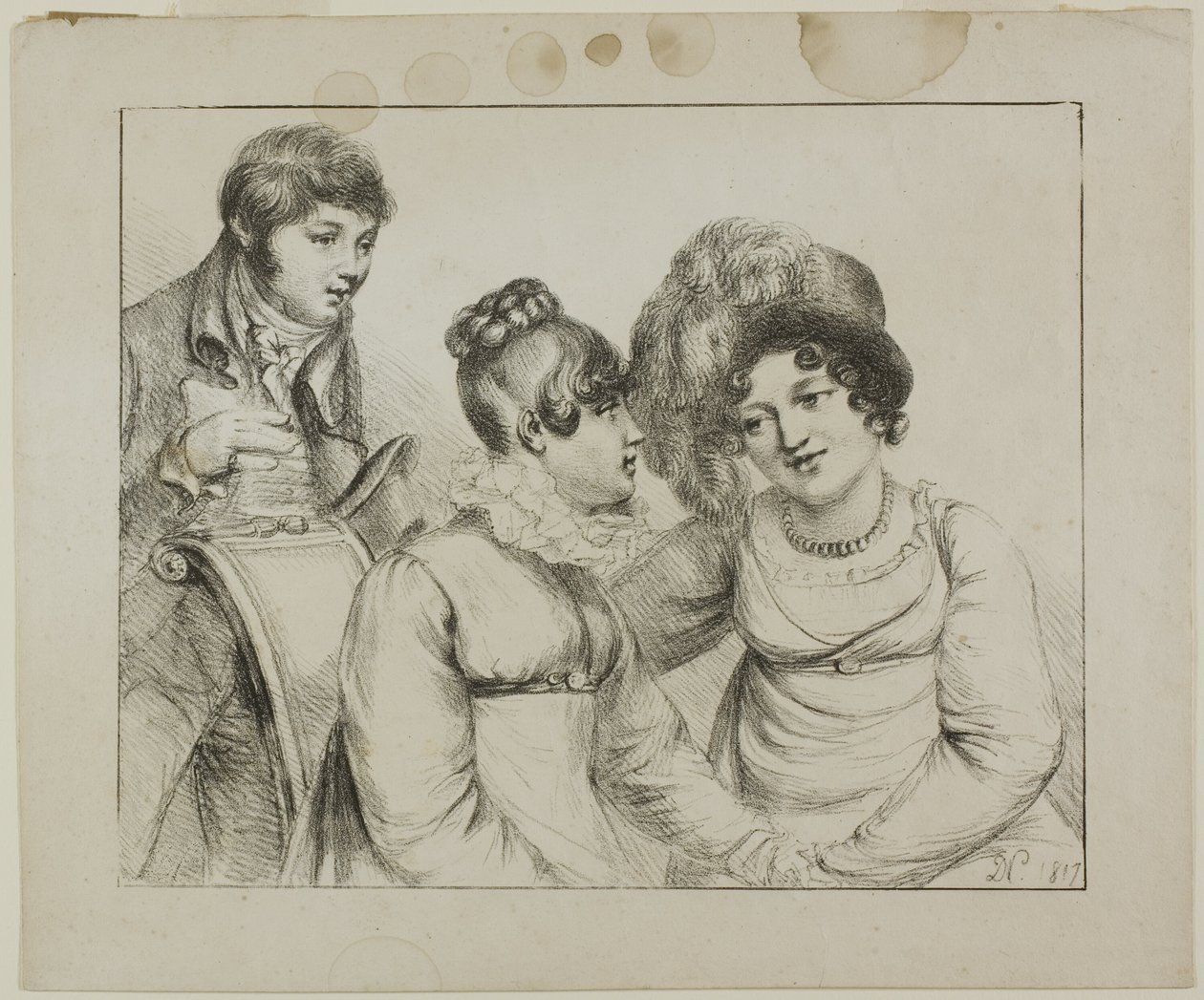 Homme et deux femmes conversant - Dominique Vivant Denon