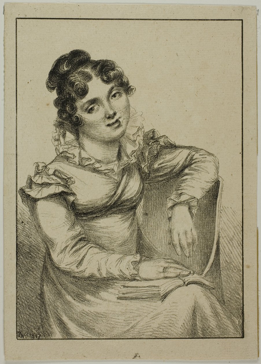 Jeune femme assise tenant un livre ouvert - Dominique Vivant Denon