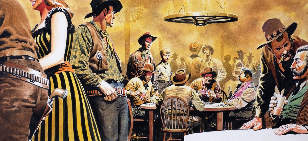 Wild West Saloon (gouache sur papier) - Don Lawrence