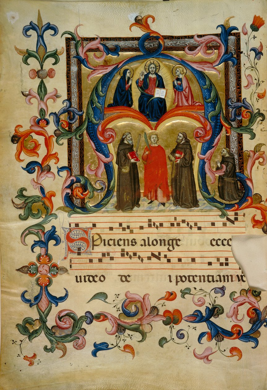 Initiale enluminée avec le Christ en gloire (Corale 39, c. 1v), travail pour le livre de chœur 39 de Santa Maria degli Angeli de l