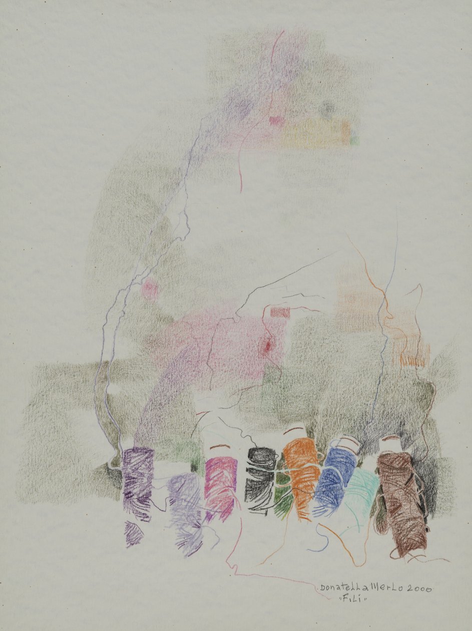 Threads, 2000 (crayons de couleur sur papier) - Donatella Merlo