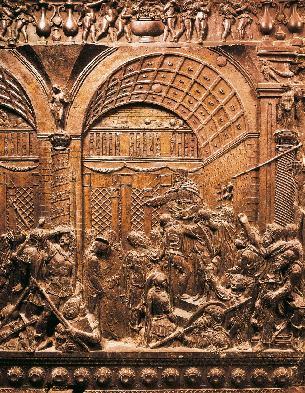 Art de la Renaissance (Quattrocento) : Christ emmené devant Caïphe. 1460. Bas-relief en bronze - Donatello