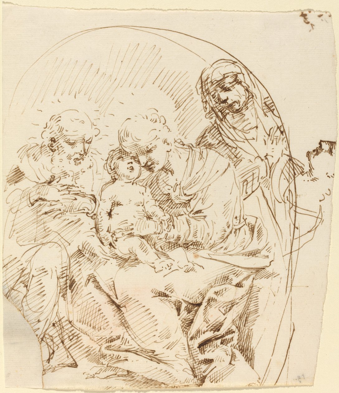 Sainte Famille avec Sainte Anne et tête de femme de profil - Donato Creti