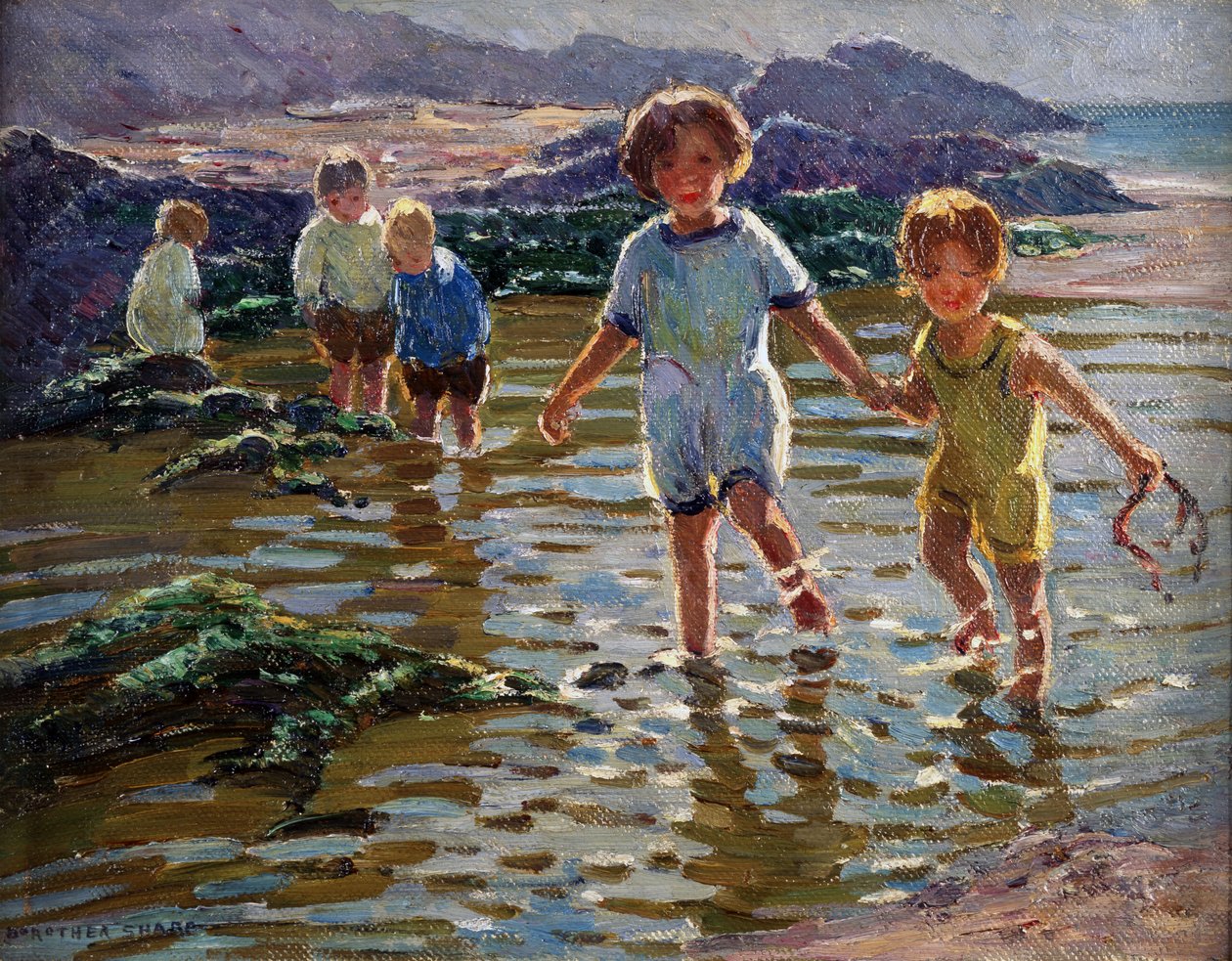 Enfants jouant (huile sur toile) - Dorothea Sharp