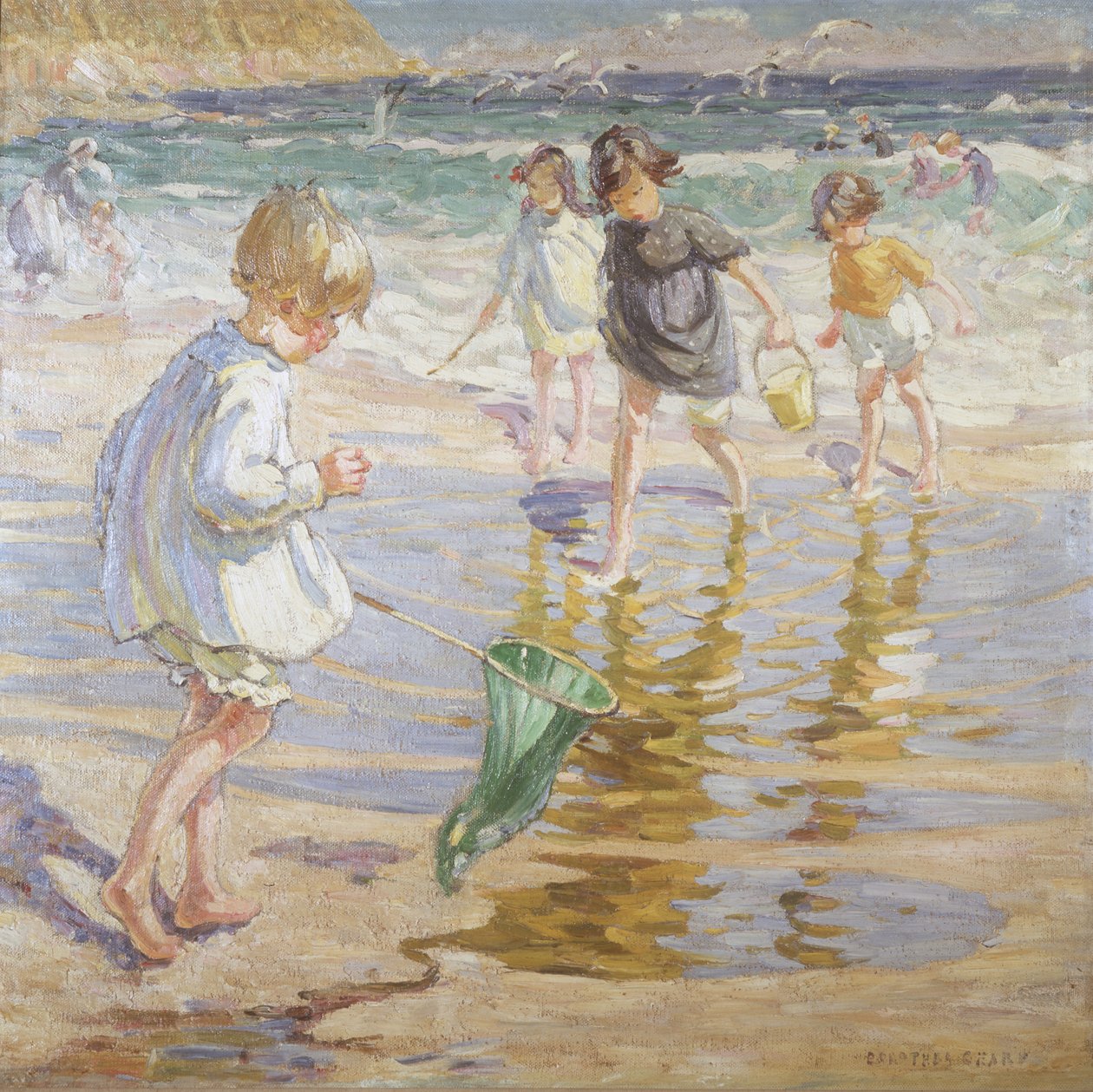 Jouer au bord de la mer (huile sur toile) - Dorothea Sharp