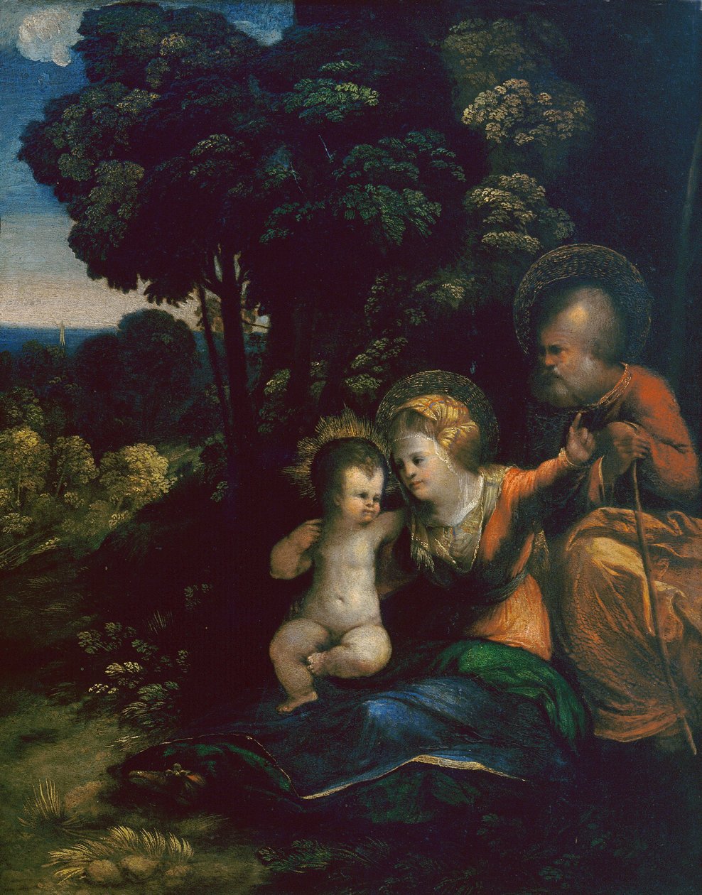 Repos pendant la fuite en Égypte, par Dosso Dossi, à la Galerie des Offices à Florence - Dosso Dossi