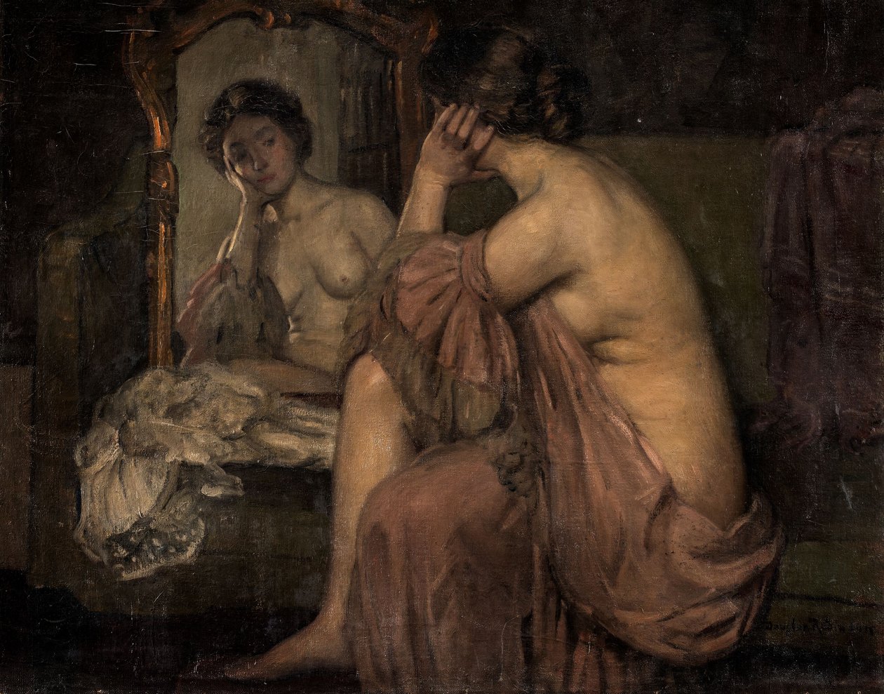 Devant le miroir (huile sur toile) - Douglas F. Robinson