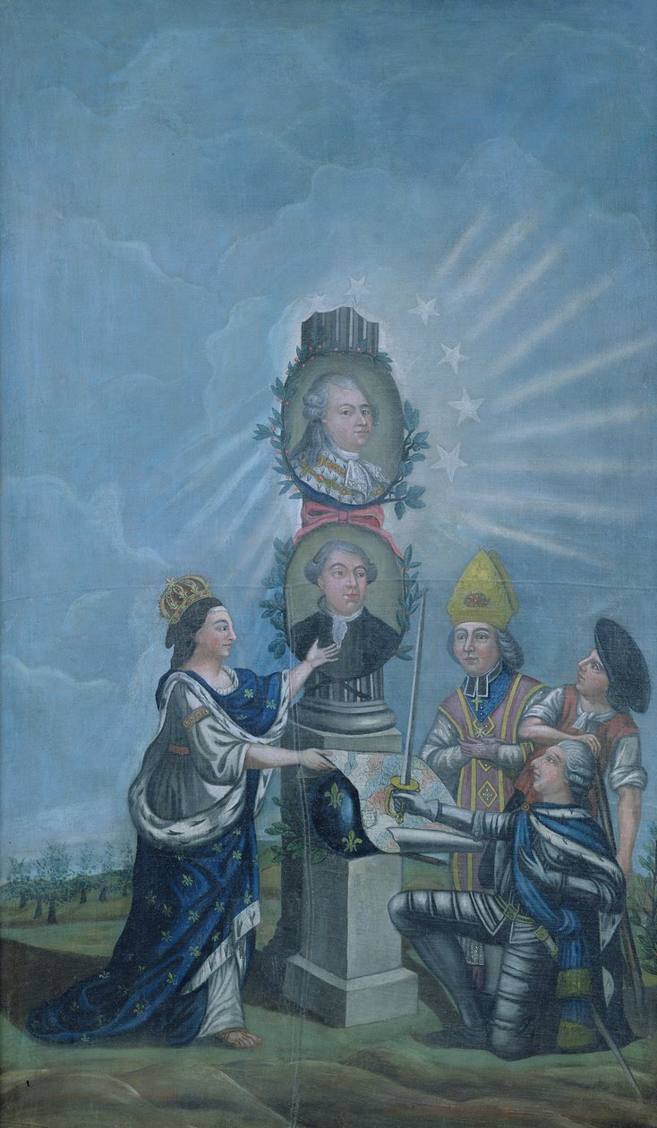 La France recevant les vœux de la nation des trois ordres et les présentant à Louis XVI (1754-93) et Jacques Necker (1732-1804) - Dubois