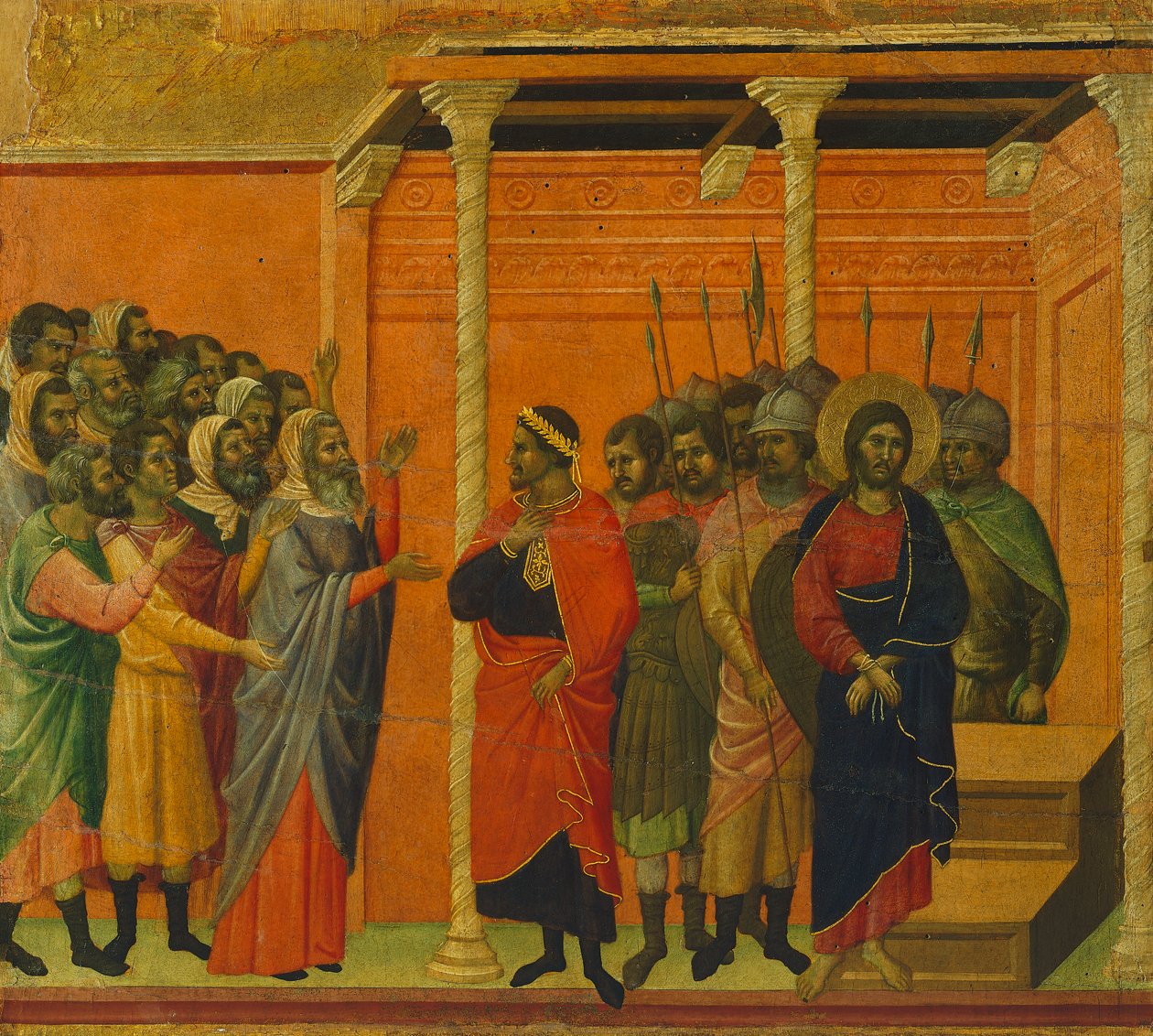 Retable : Christ accusé par les pharisiens (détail) - Duccio di Buoninsegna