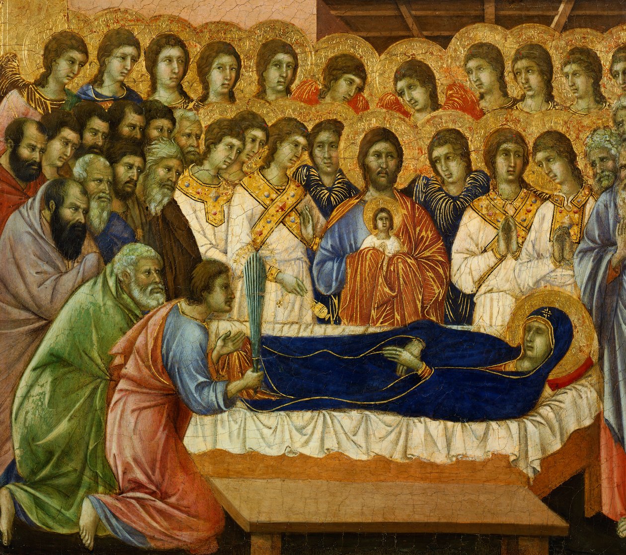 Dormitio Virginis (Le Sommeil éternel de la Vierge), détail de la Maestà du Retable de Duccio dans la cathédrale de Sienne - Duccio di Buoninsegna
