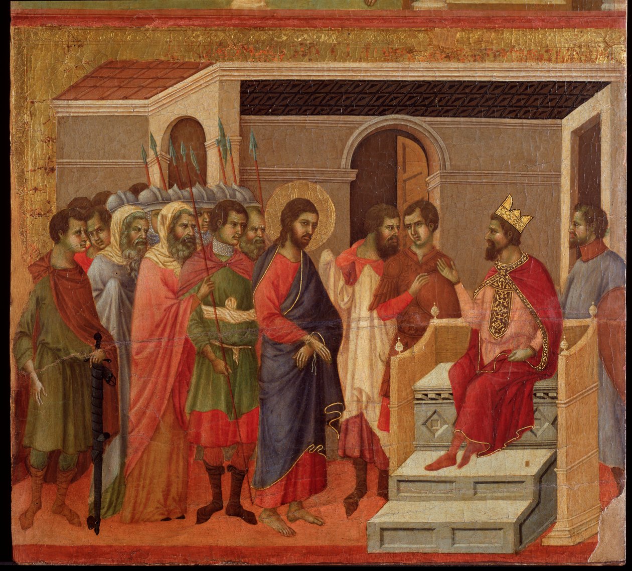 Jésus devant Hérode. Retable de La Maestà - Duccio di Buoninsegna