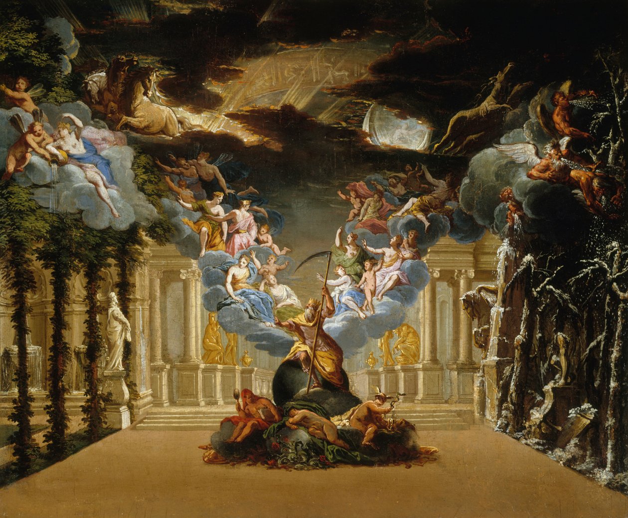 Décor de scène pour le Prologue de la Tragédie lyrique Atys de Jean-Baptiste Lully, vers 1708 - Duplessis