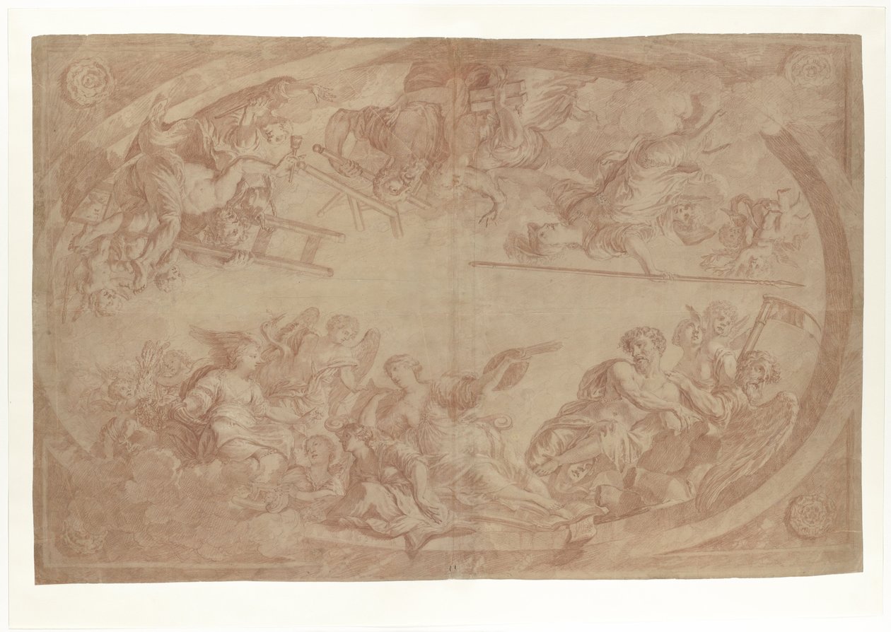 Allégorie de la séparation des artistes de la Guilde de Saint-Luc de La Haye, 1686 (dessin) - Dutch School