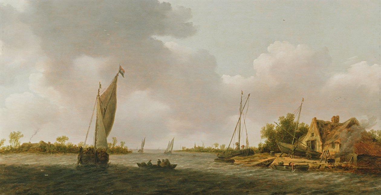 Bateaux dans un estuaire - Dutch School
