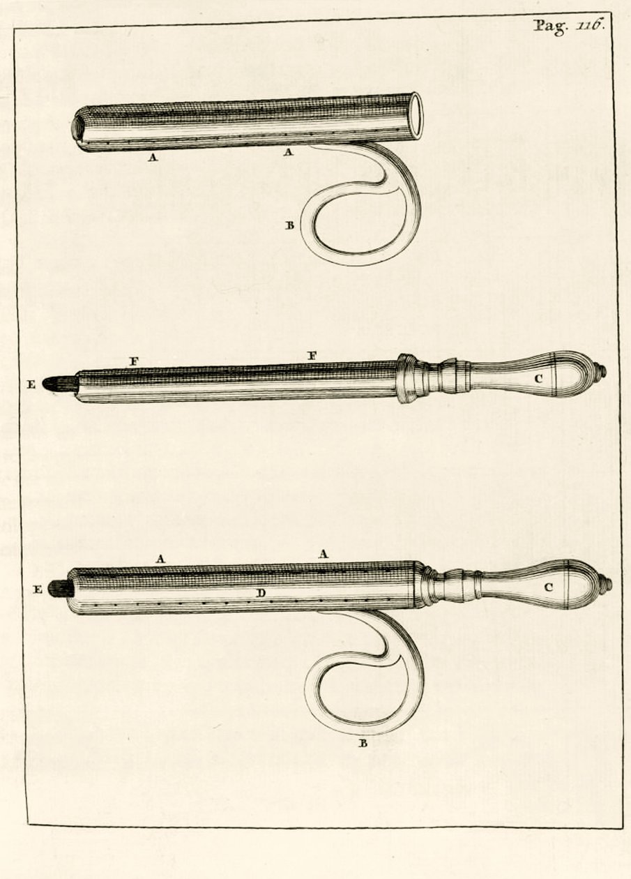 Un assortiment de seringues pour abcès, de Exercitationes Practicae circa Medendi Methodum par Frederik Dekkers, 1694 - Dutch School