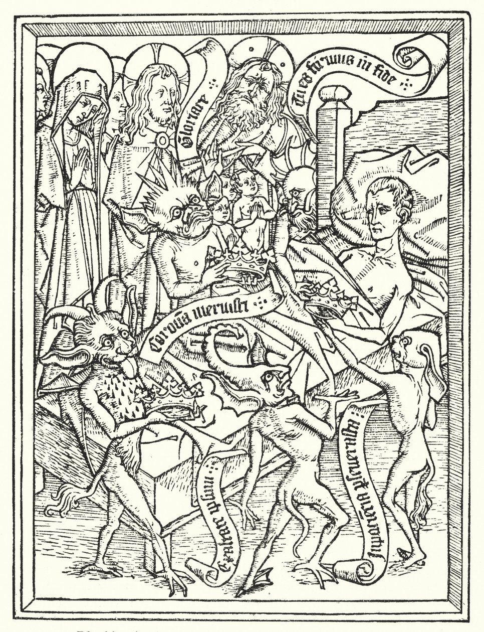 Livre de poche Ars Moriendi, imprimé vers 1460 aux Pays-Bas par un auteur inconnu (lithographie) - Dutch School