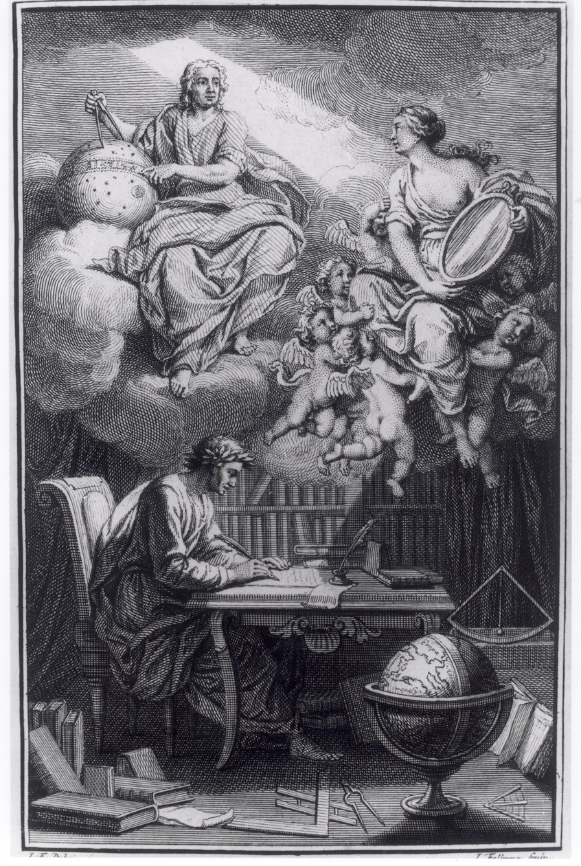 Frontispice de Éléments de la Philosophie de Newton par Voltaire (1694-1778) publié à Amsterdam, 1738 - Dutch School