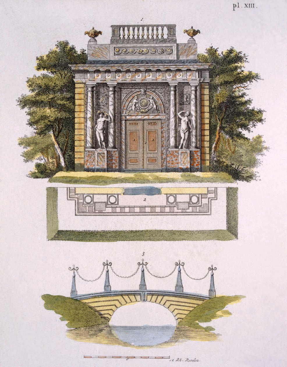 Décorations de jardin, du Magazine of Garden Gems par G. van Laar, publié en 1802 - Dutch School