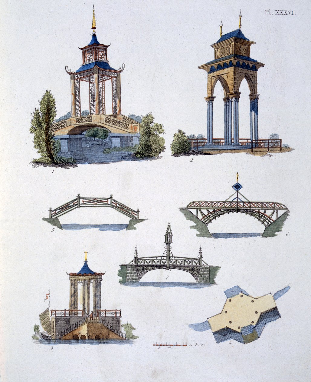 Décorations de jardin, du Magazine of Garden Gems par G. van Laar, publié en 1802 - Dutch School