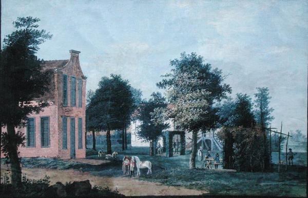 Chasseurs dans un jardin, vers 1770 - Dutch School