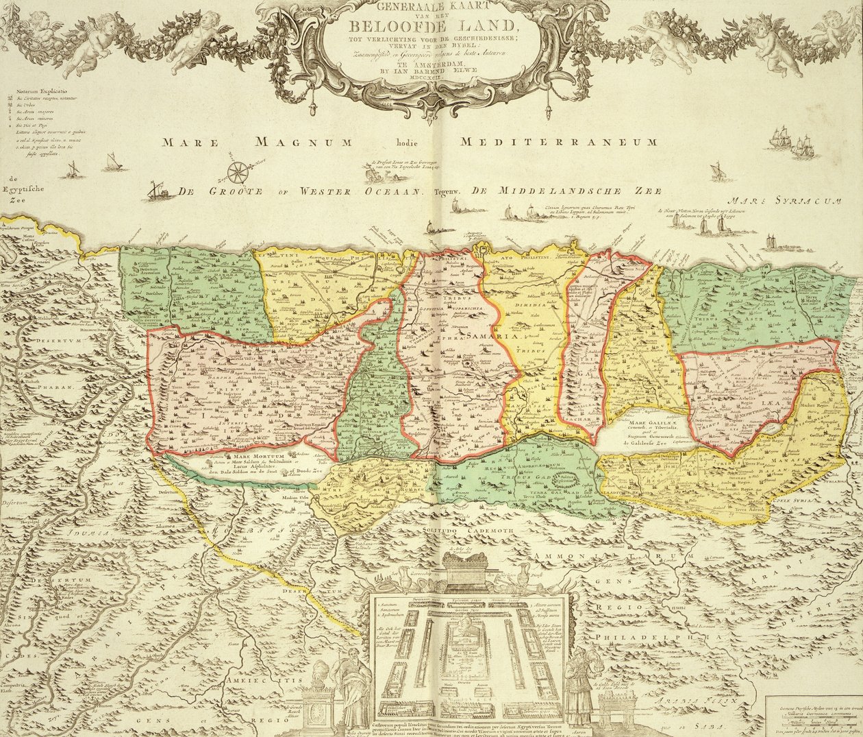 Carte de la Terre Sainte, pub. par Jan Barend Elwe, Amsterdam, 1742 - Dutch School