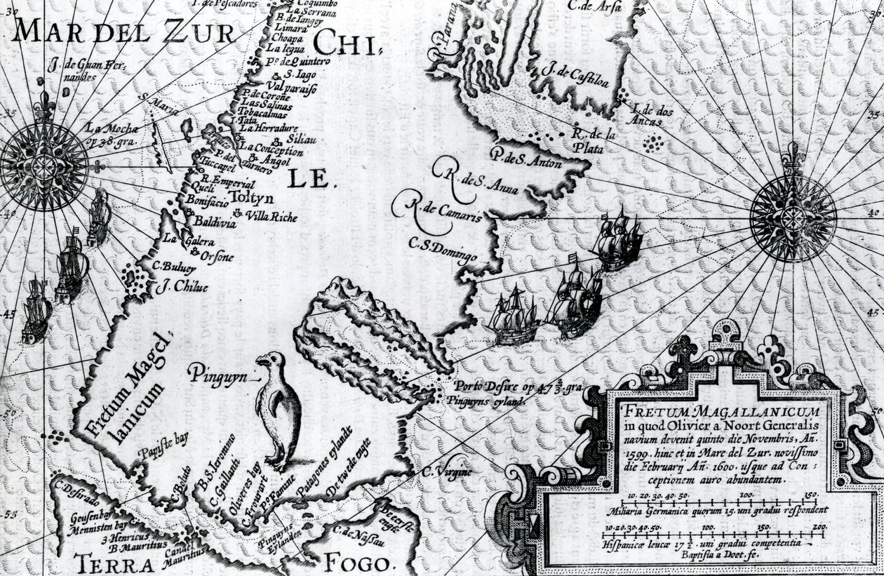 Carte du détroit de Magellan, planche tirée de la description du voyage d