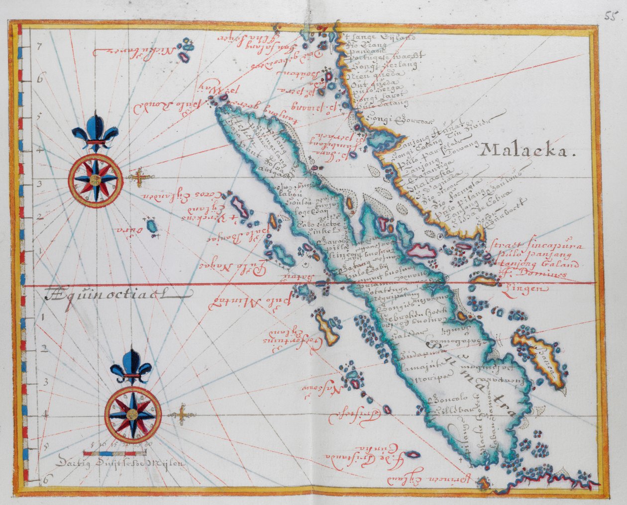 Carte montrant Malacca et Sumatra, ouest de l